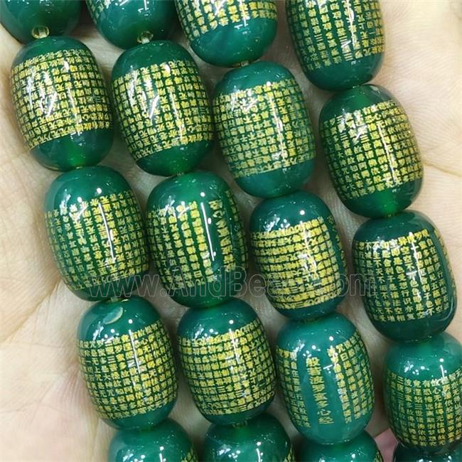 Green Agate Buddhist Beads Barrel Dye Om Mani Padme Hum