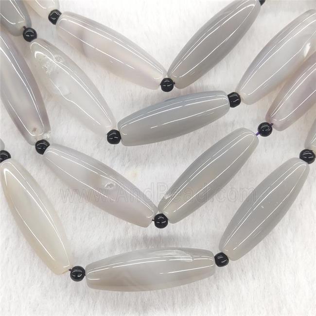 Natural Gray Agate Rice Beads