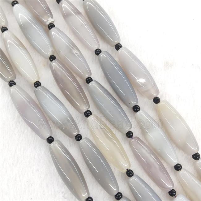 Natural Gray Agate Rice Beads