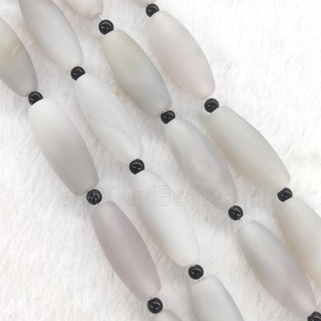 Natural Gray Agate Rice Beads Matte