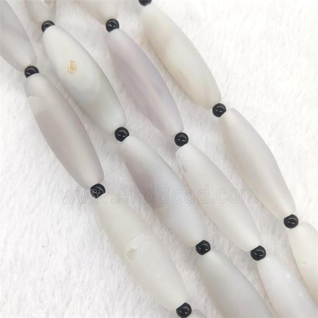 Natural Gray Agate Rice Beads Matte