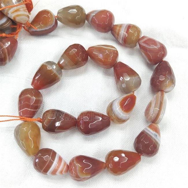 Natural Red Carnelian Teardrop Beads Faceted