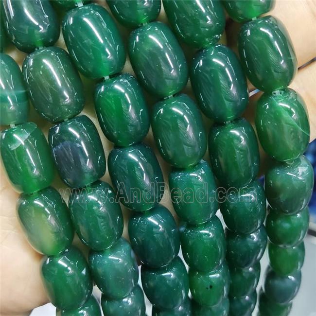 Natural Agate Barrel Beads Green Dye Smooth