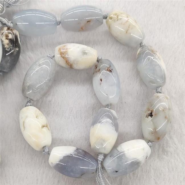 Blue Chalcedony Agate Barrel Beads Smooth
