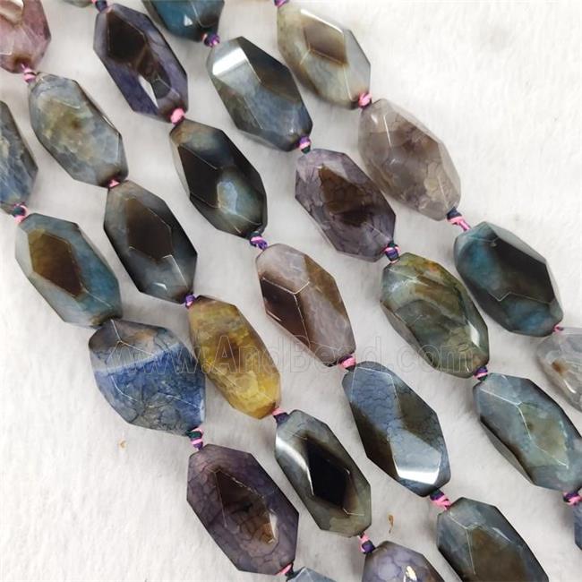 Agate Barrel Beads Faceted Dye