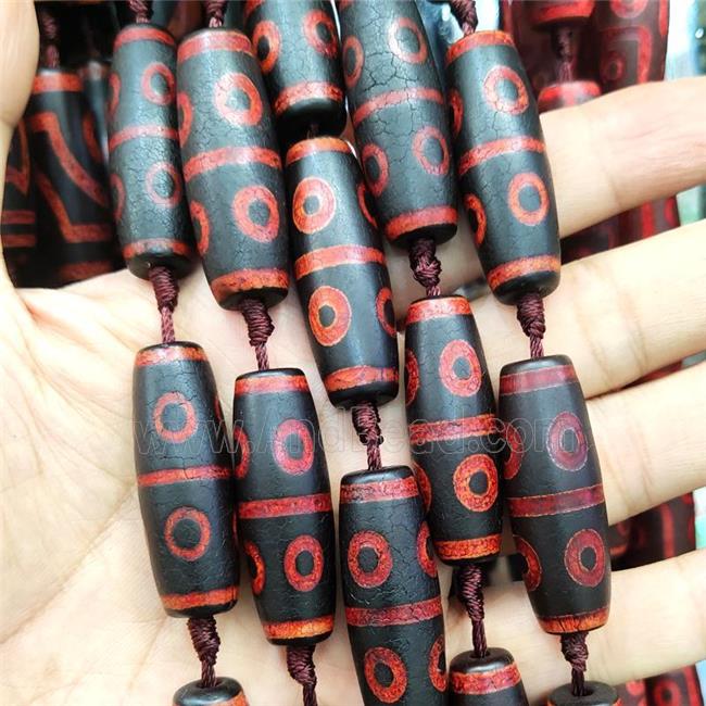 Tibetan Agate Rice Beads Black Red Evil Eye