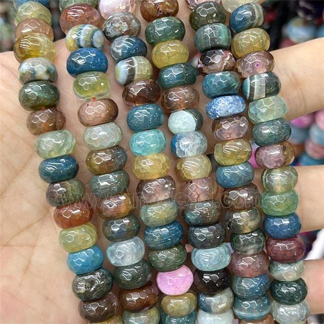 Natural Agate Rondelle Beads Dye Faceted Multicolor