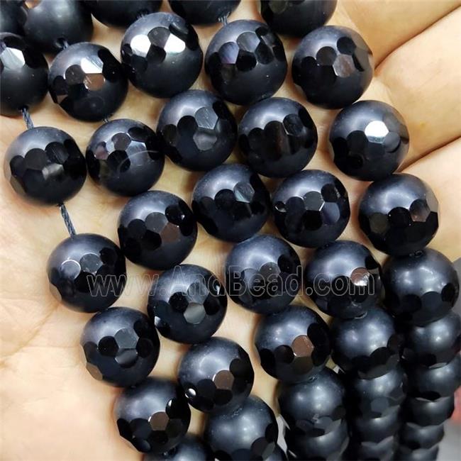 Black Onyx Agate Beads Faceted Round