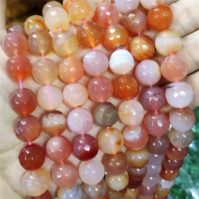 Natural Agate Beads Faceted Round Red Dye B-Grade