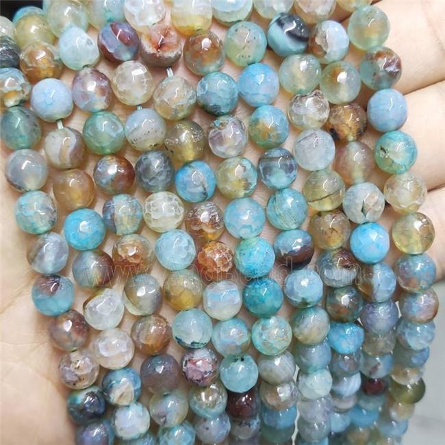 Blue Agate Beads Faceted Round Dye