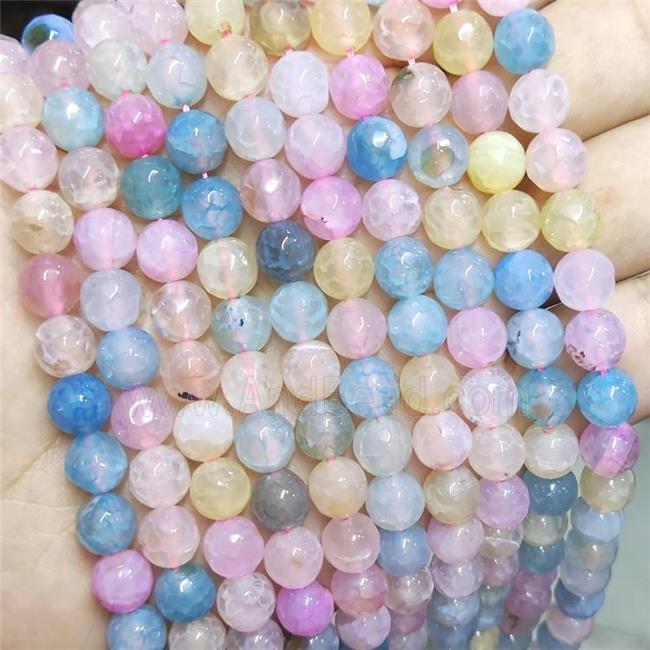 Agate Beads Faceted Round Dye Mix Color