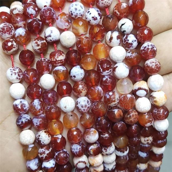 Red Fire Agate Beads Faceted Round