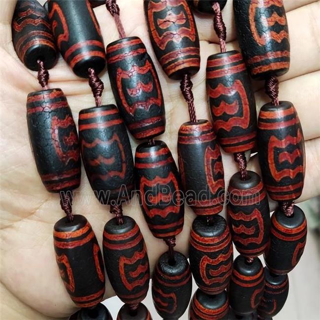 Black Tibetan Agate Rice Beads