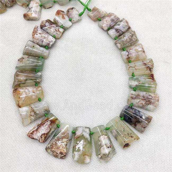Lt.green Cherry Sakura Agate Beads Freeform Graduated Topdrilled