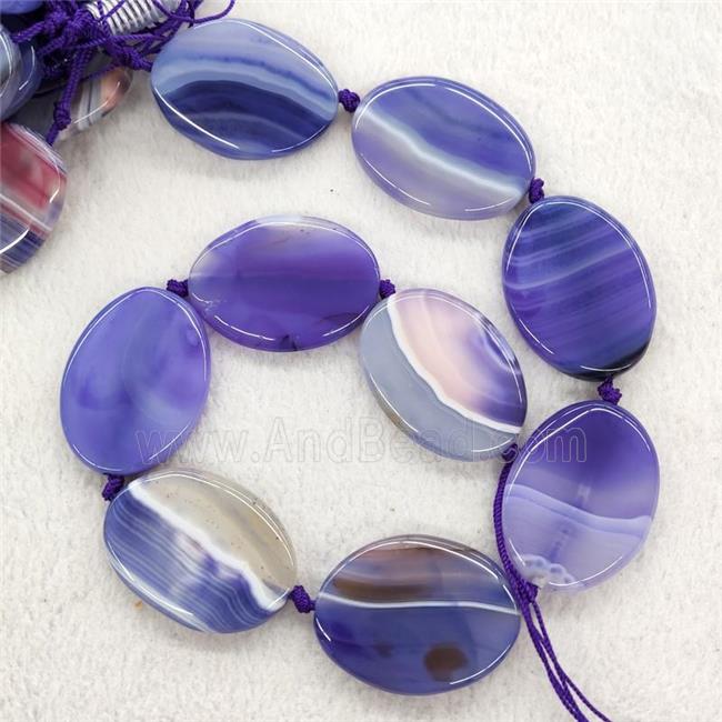 Purple Stripe Agate Oval Beads