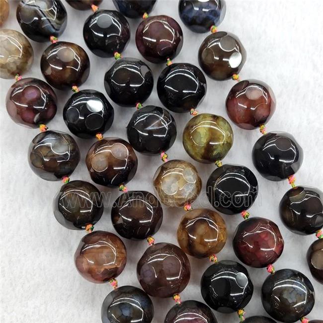 Natural Agate Round Beads Faceted Dye Mix Color