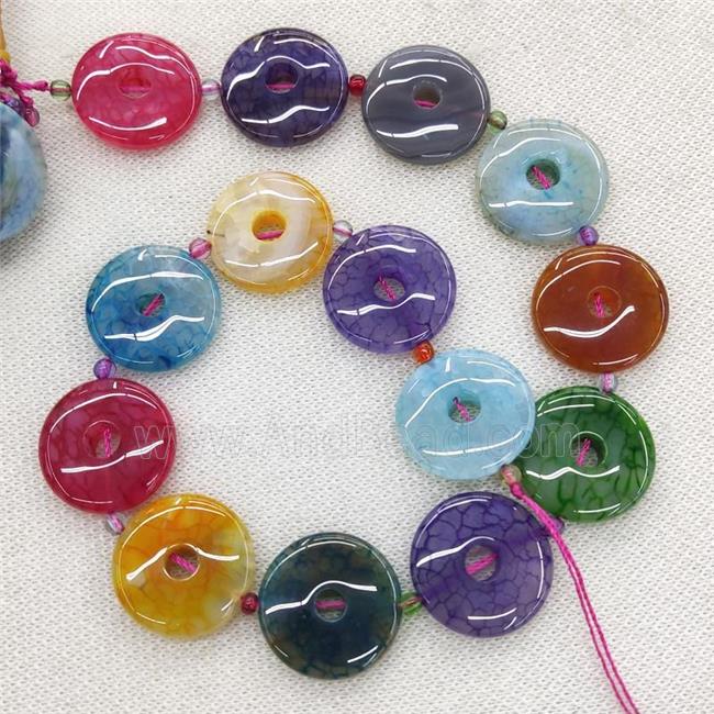 Natural Agate Donut Beads Dye Mix Color