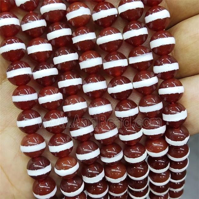 Red Agate Beads Smooth Round Tibetan Style