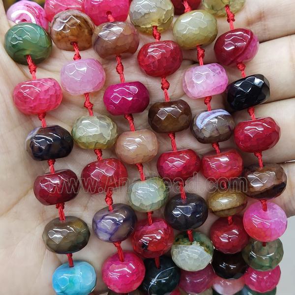 Natural Agate Beads Mix Color Faceted Rondelle Dye