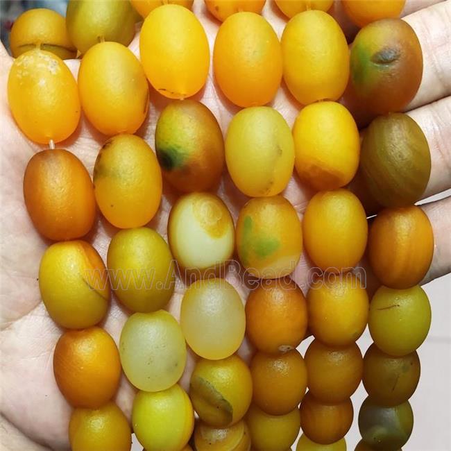 Natural Agate Barrel Beads Yellow Dye Matte