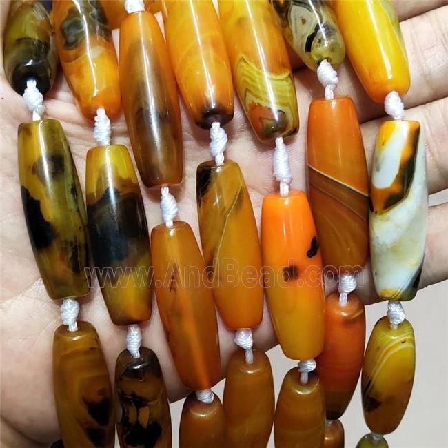 Natural Agate Rice Beads Orange Amber Dye