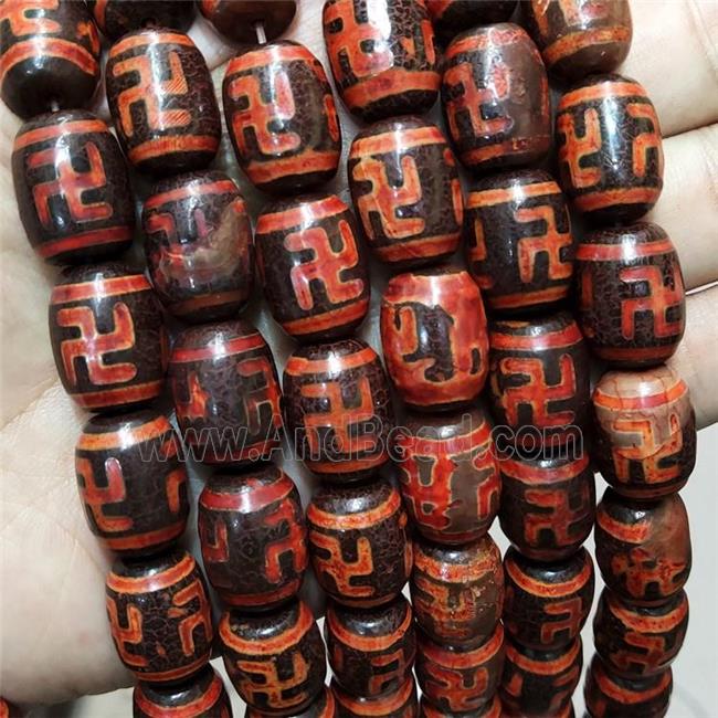 Tibetan Agate Barrel Beads Buddist Red