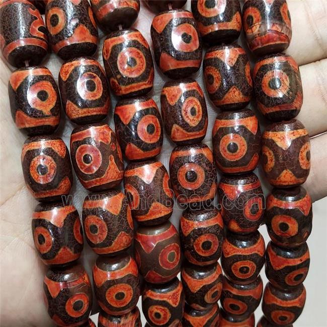 Tibetan Agate Barrel Beads Red Evil Eye