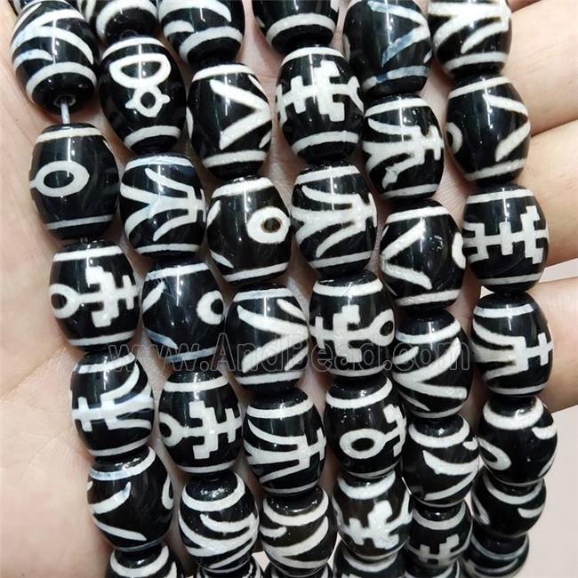 Tibetan Agate Barrel Beads Black