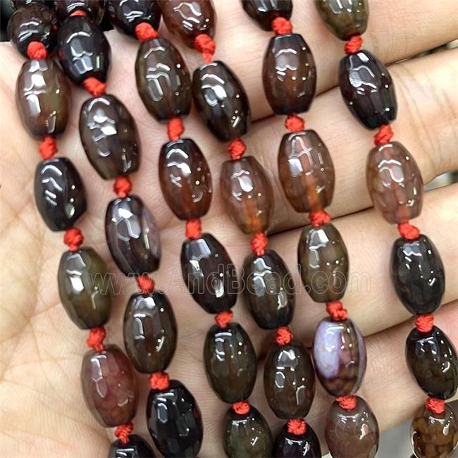 Natural Agate Rice Beads Faceted Deep Coffee Dye