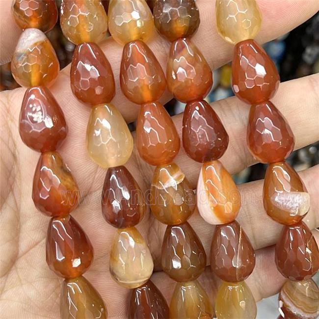 Natural Agate Beads Faceted Teardrop Red Dye