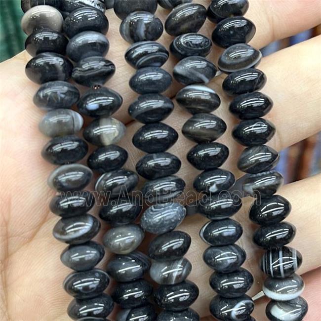 Natural Black Stripe Agate Rondelle Beads Smooth