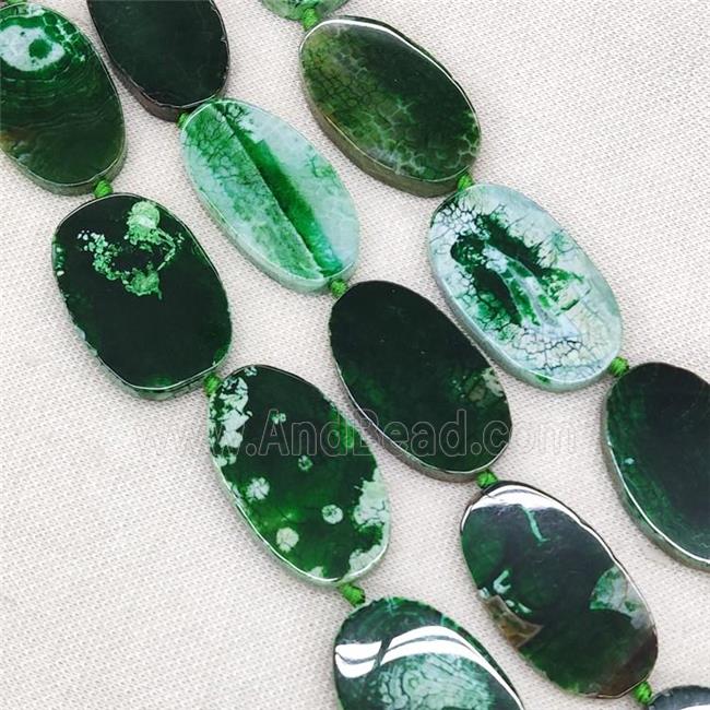 Natural Veins Agate Beads Freeform Slice Flat Green Dye