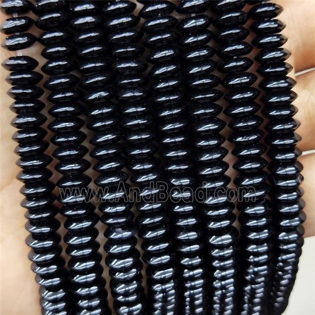 Natural Black Onyx Agate Beads Rondelle