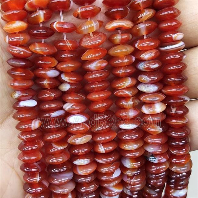 Natural Red Stripe Agate Rondelle Beads