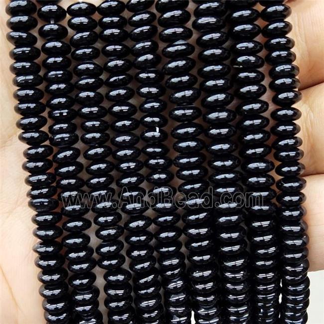Natural Black Onyx Agate Beads Rondelle