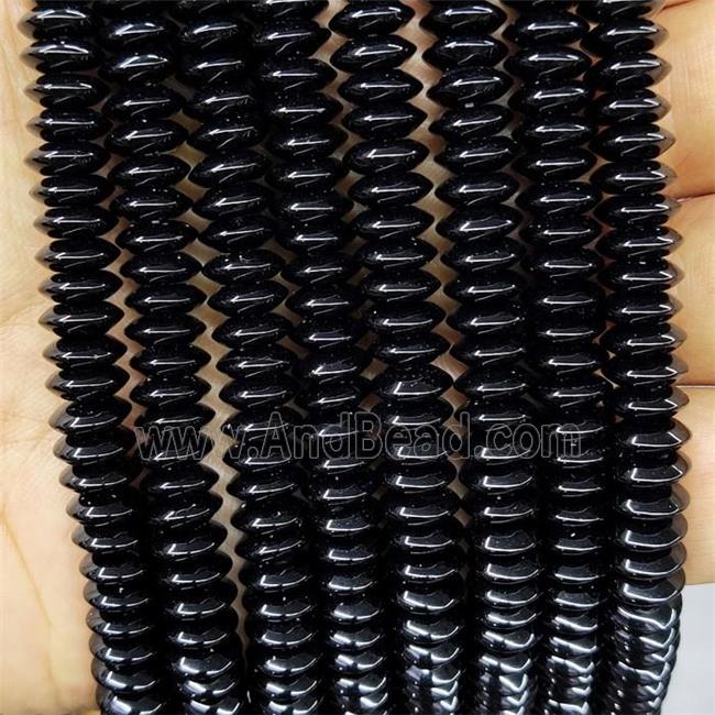 Natural Black Onyx Agate Beads Rondelle