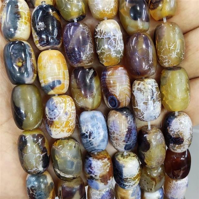 Natural Agate Barrel Beads Yellow Dye