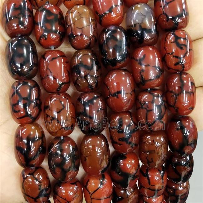 Natural Dragon Veins Agate Barrel Beads Red