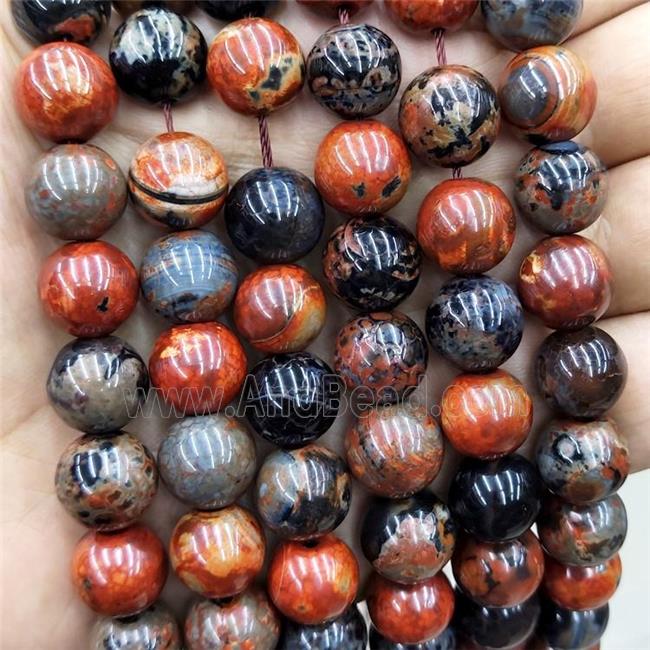 Red Fire Agate Beads Smooth Round Dye