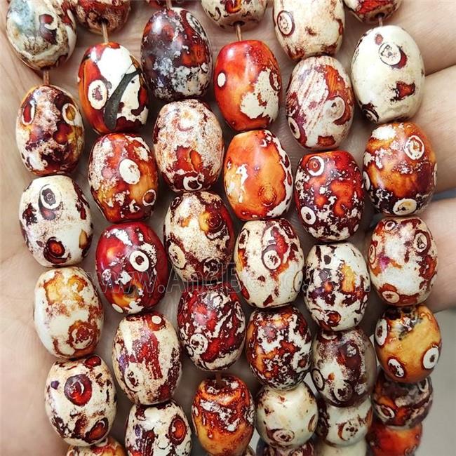 Agate Beads Barrel Woodskin Dye