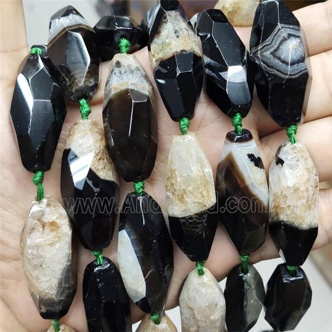 Green Druzy Agate Beads Faceted Rice Dye