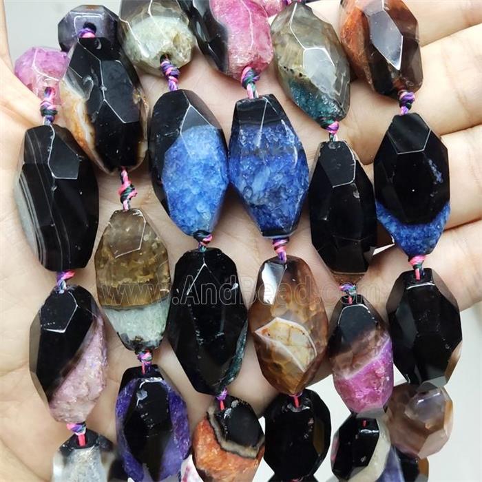 Druzy Agate Beads Faceted Rice Dye Mix Color