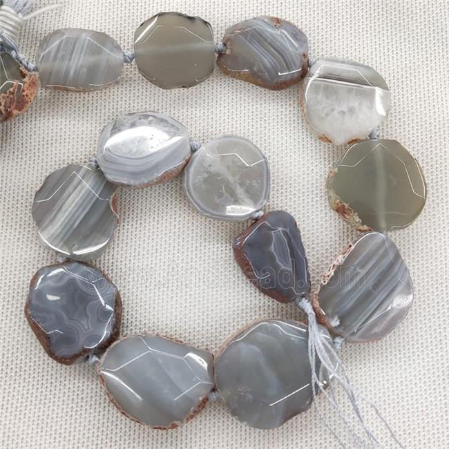 Natural Gray Agate Slice Beads Freeform