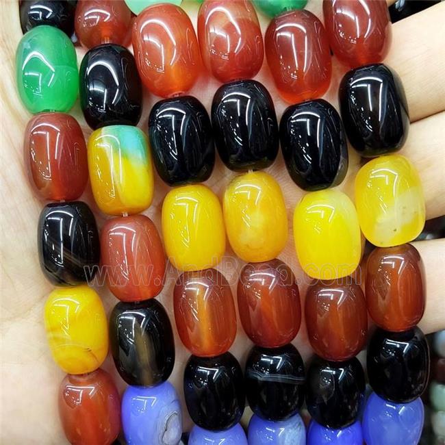 Natural Agate Barrel Beads Dye Mixed Color