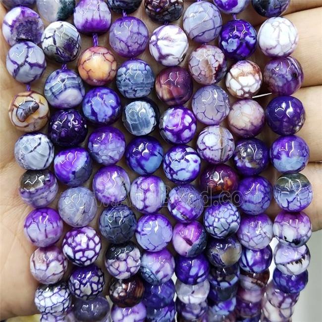 Purple Veins Agate Beads Faceted Round Dye