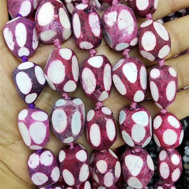 Agate Beads Freeform Red Dye Dalmatian