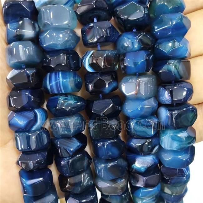 Natural Agate Beads Faceted Rondelle Blue Dye