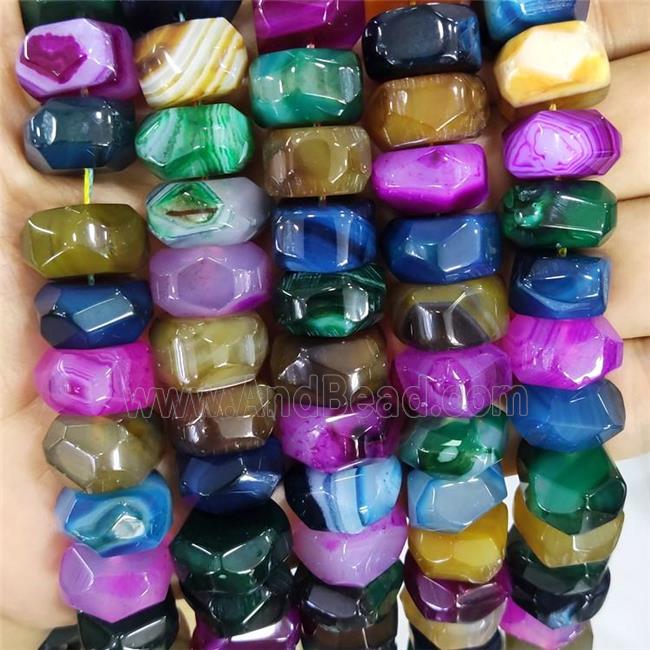 Natural Agate Beads Faceted Rondelle Dye Mixed Color