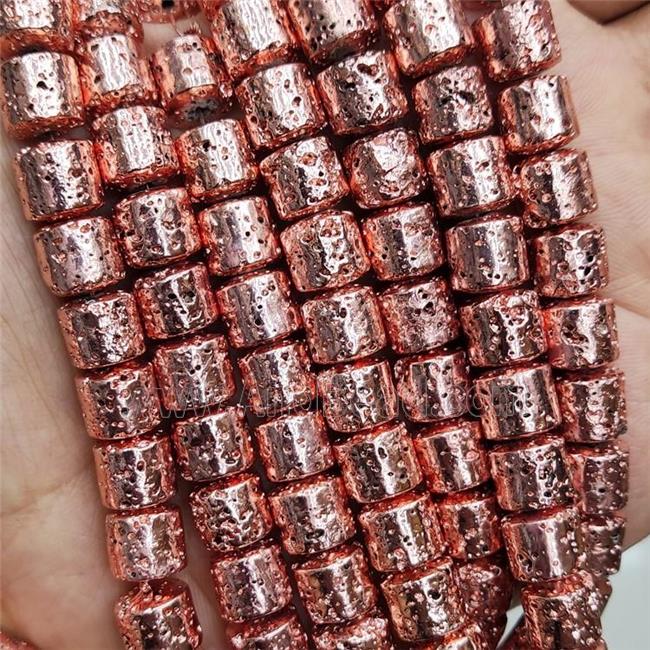 Assembled Lava Beads Column Rose Gold