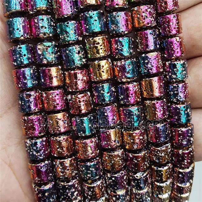 Assembled Lava Column Beads Multicolor Electroplated